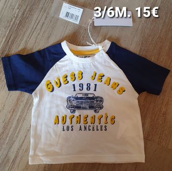 T-shirt neuf garçon #guess 3/6mois