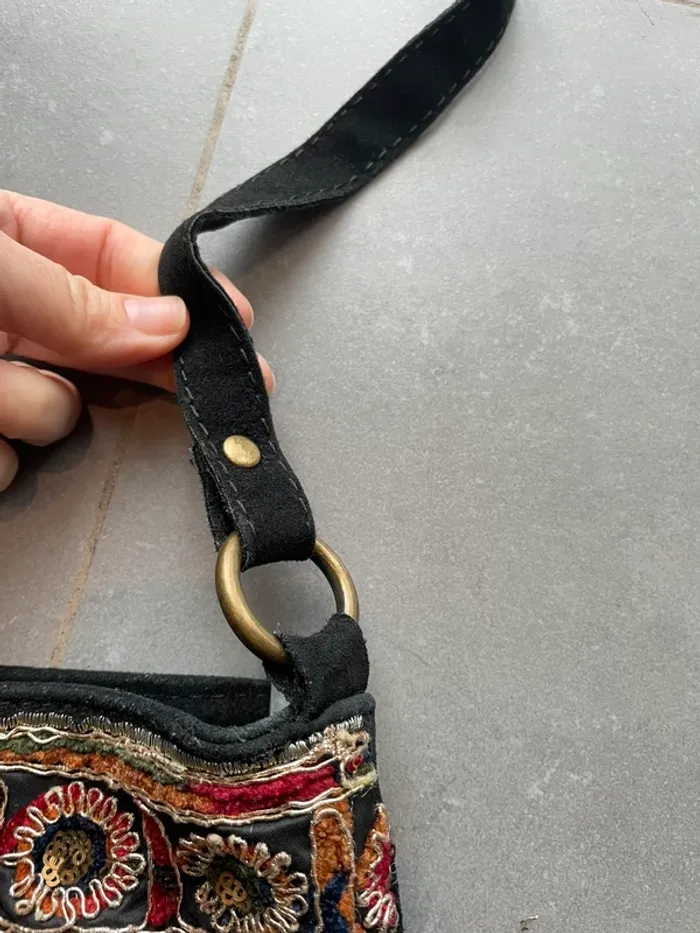 Sac bandoulière femme velours suédine mi saison - photo numéro 4