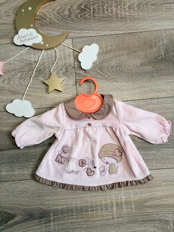 Pull bébé fille rose et taupe 1 mois