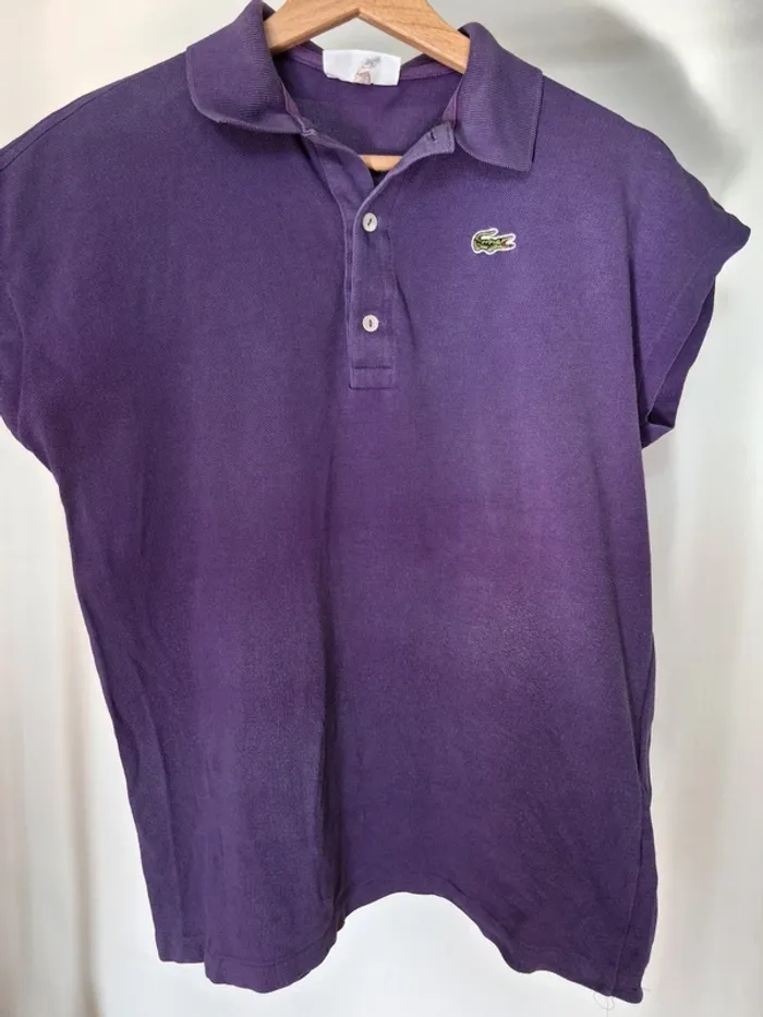 Polo violet vintage - Lacoste - 42 - photo numéro 7