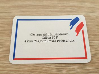 Carte hasard offrez 60 F pièce détachée jeu de société Richesses de France édition Nathan #A42