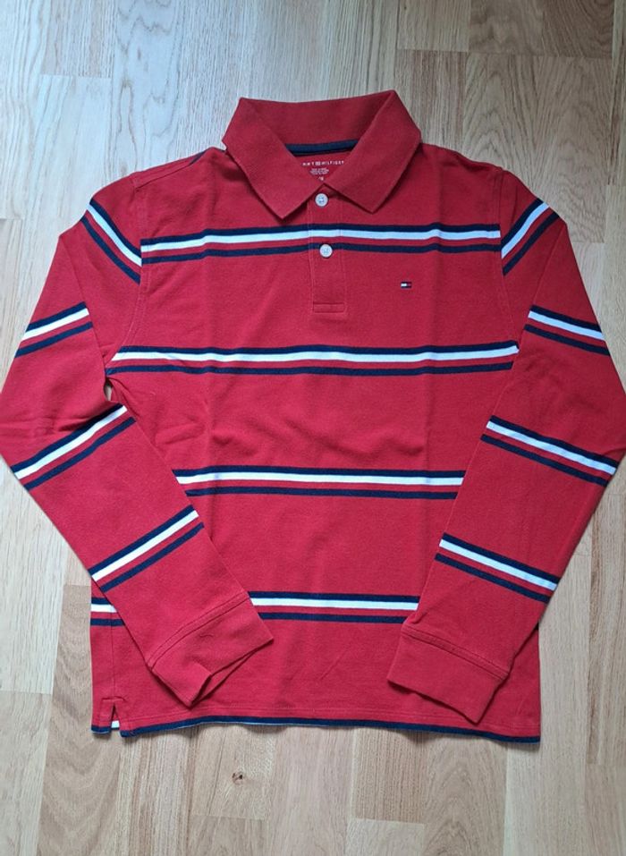 Polo manches longues rouge Tommy Hilfiger