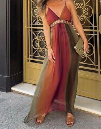 Robe longue dégradé multicolore taille XS - Neuf