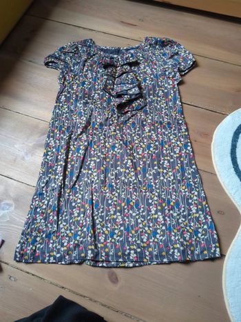 Robe motif fleurs floral 6 ans Vertbaudet col jabot
