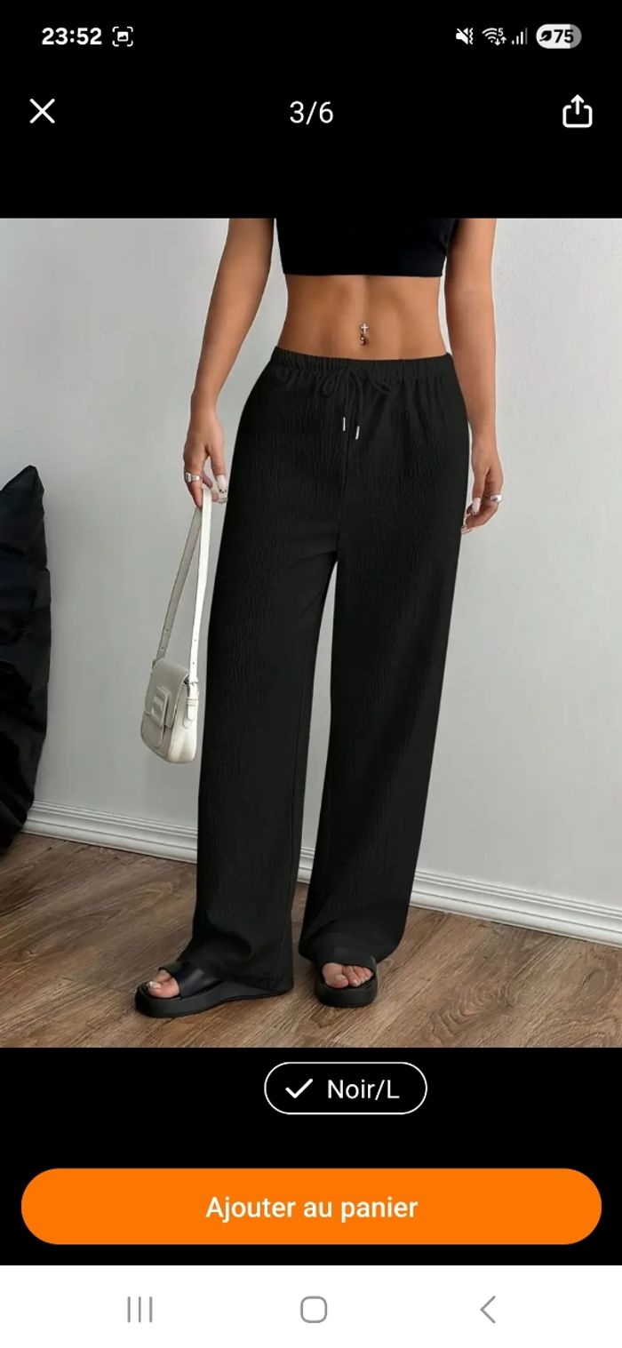 Pantalon large noir  taille L - photo numéro 2