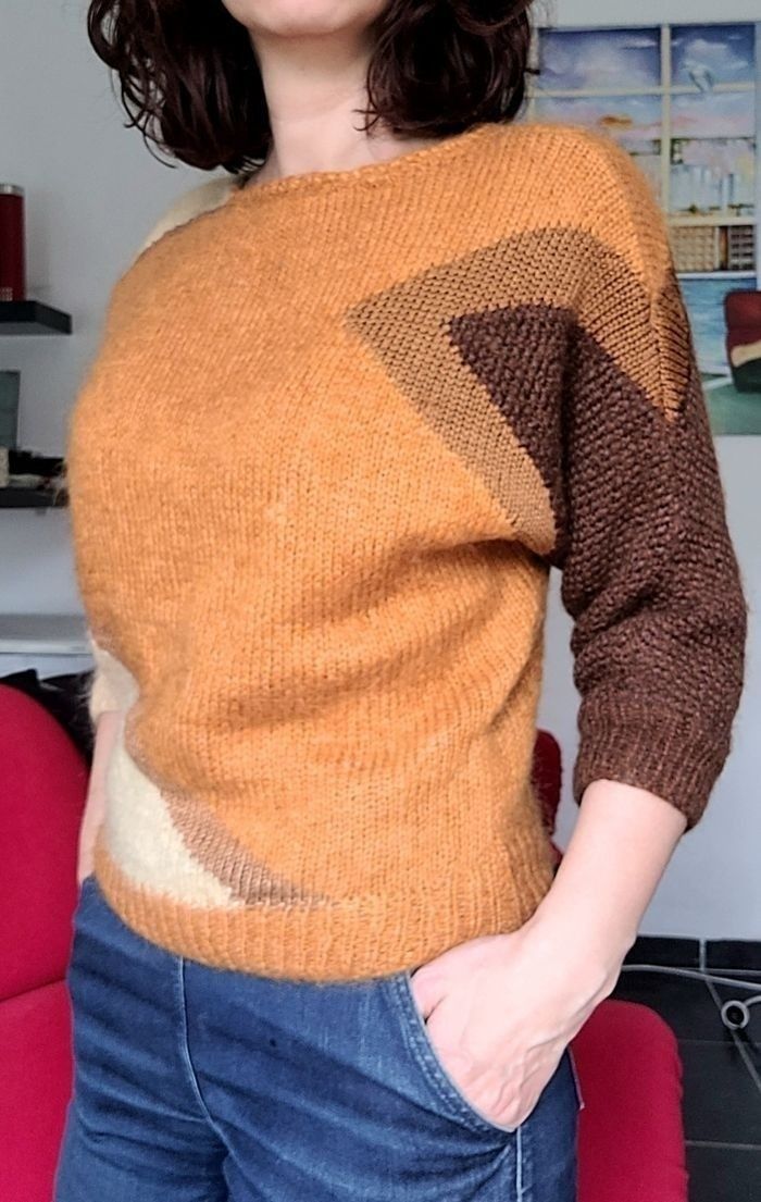 Pull laine motif vintage 80's Anny Blatt 36 - photo numéro 2