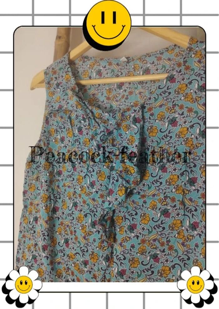 Débardeur bleu fleuri 44 - photo numéro 6