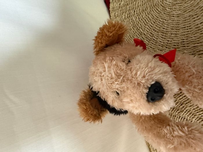 Vintage Gund Puddles Tan Peluche Chiot Chien Collier Rouge - photo numéro 2