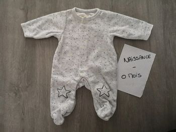 Pyjama doux gris étoile 50 cm naissance