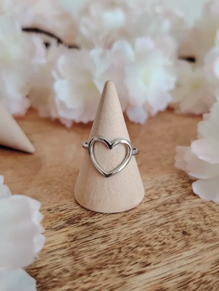 Bague argentée réglable en acier inoxydable