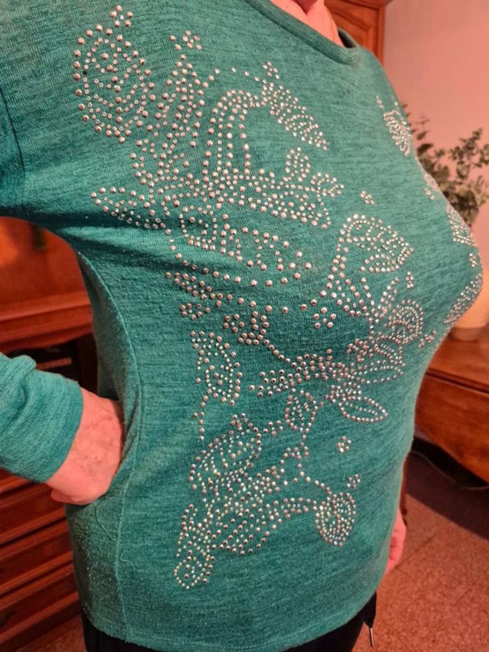 Pull fin avec motif strass - photo numéro 3