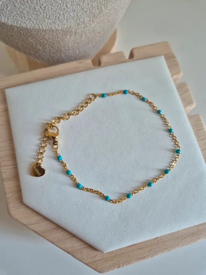 🌸 nouvelle couleur 🌸 bleu canard Parure lot de 2 bijoux en acier inoxydable - photo numéro 3