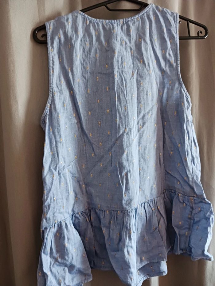Blouse sans manches et à volants bleue Pieces Taille S36 - photo numéro 4