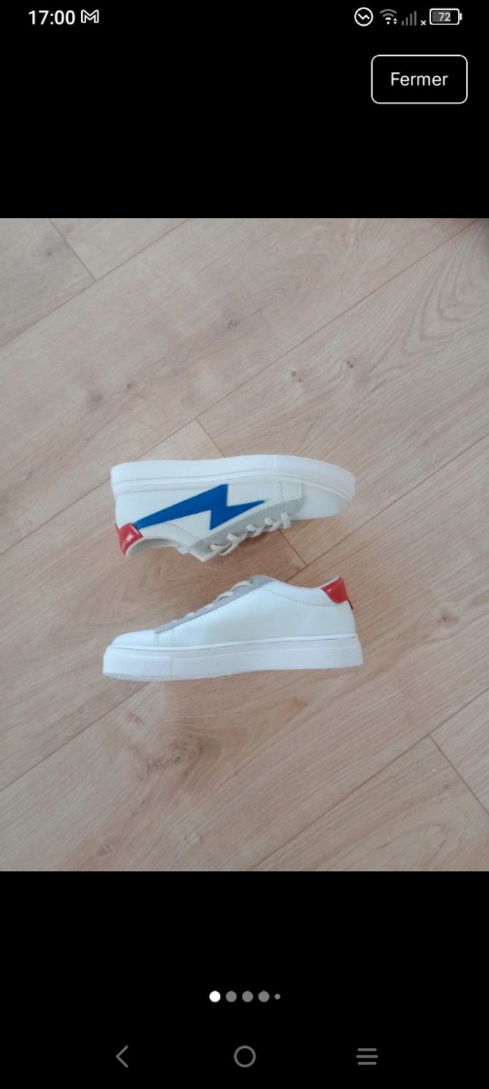 Baskets blanches style éclair 33 mixte c 80