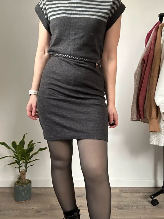 K Woman Robe pull rayée grise – Taille 36 – Très bon état - photo numéro 10