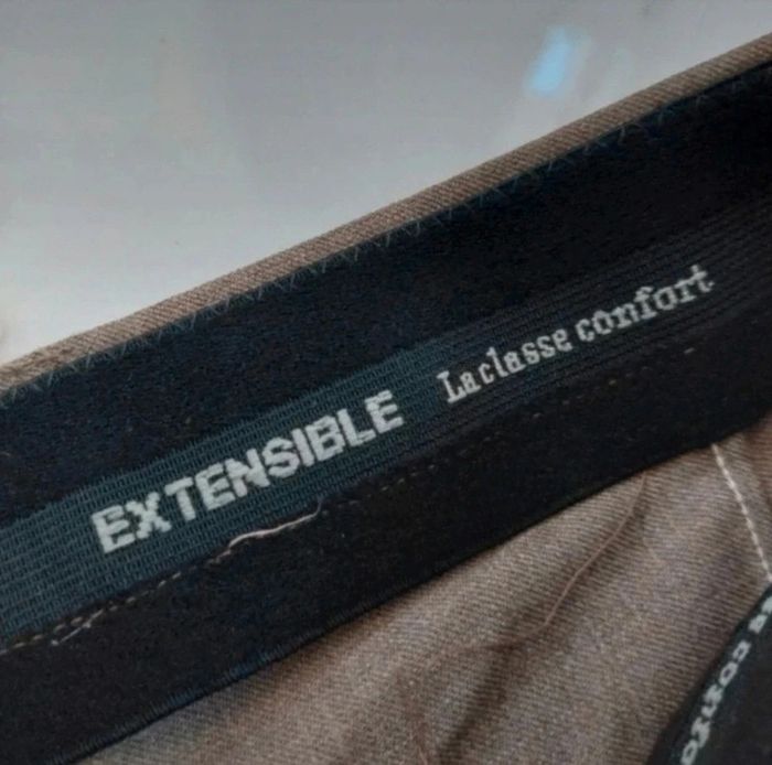 Pantalon de tailleur confortable taille élastique marron beige taille 42 - photo numéro 3