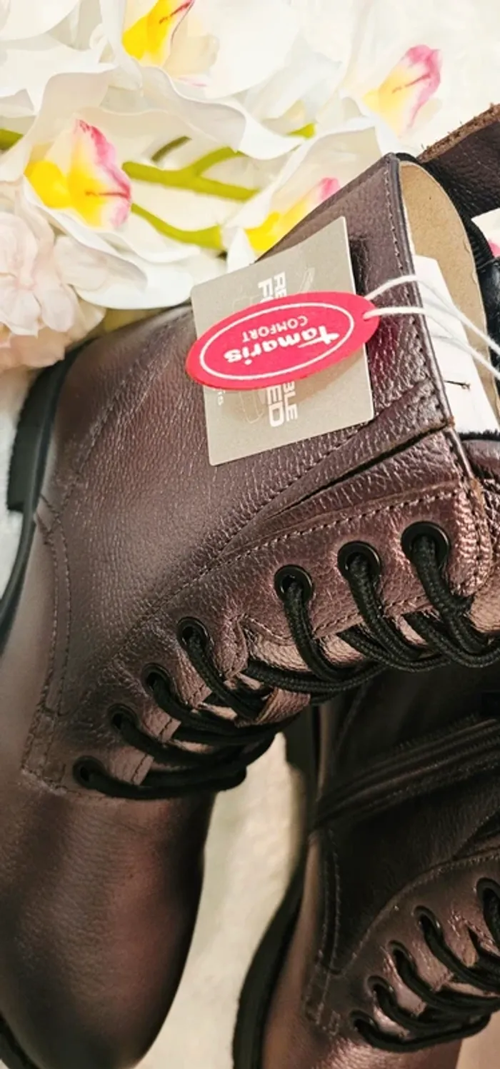 Bottes Bottines Cuir Confort Zip Tamaris T37 - photo numéro 3