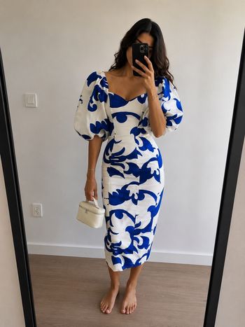 Robe midi blanche & bleu style méditerranéen