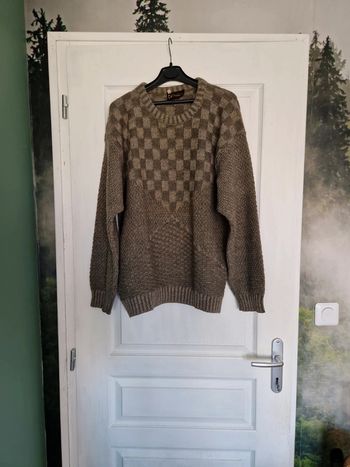 Pull beige gris vintage chairman laine Taille l
