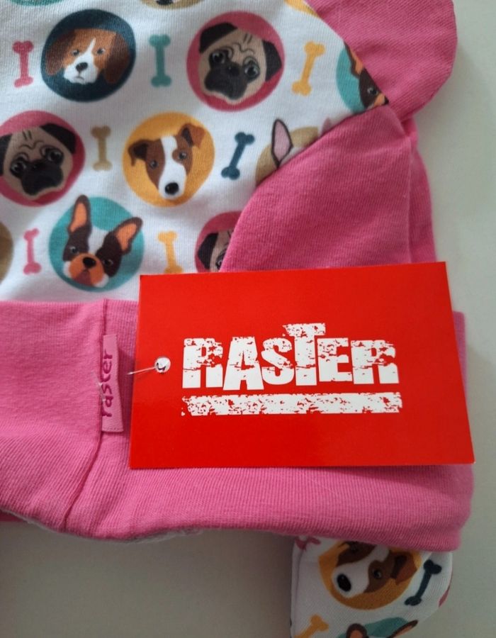 Bonnet bébé fille rose et blanc imprimé choens - photo numéro 4