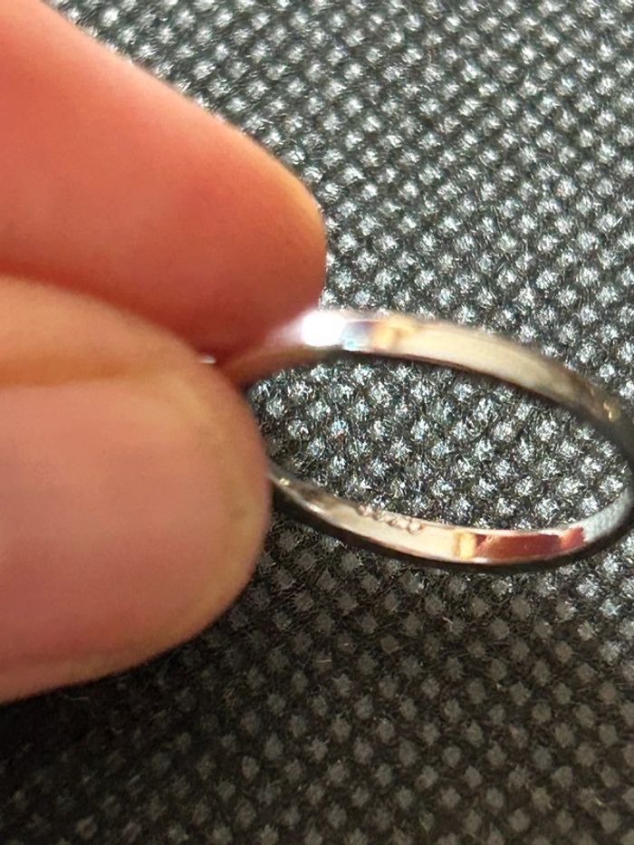 Belle bague «solitaire » en argent massif avec pierre blanche T. 49 femme TBE - photo numéro 7