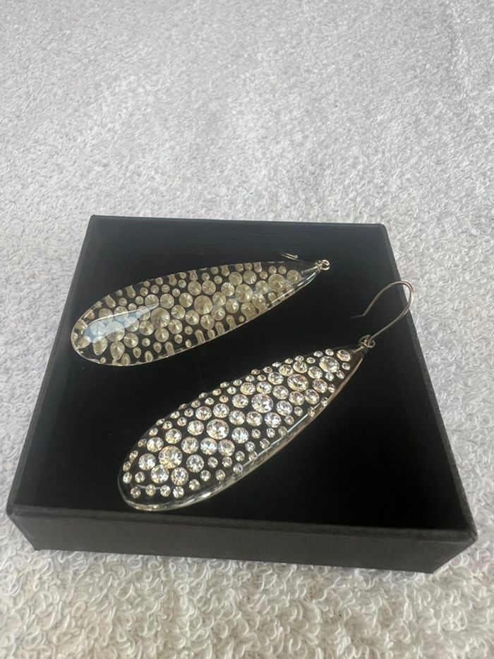 boucles d oreilles larme transparentes en cristal acrylique swarovski neuf 300 287 00 - photo numéro 3