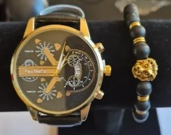 🖤 Coffret Montre FanTeeCa + Bracelet Lion