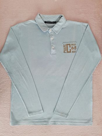 Polo à manches longues Le Phare de la Baleine 12 ans bleu clair avec inscriptions