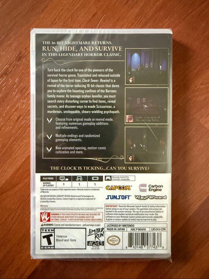 Clock Tower Rewind, jeu Nintendo Switch Limited Run Games LRG #243 - photo numéro 2