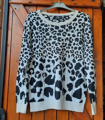 Pull léopard noir et blanc London, taille S/36