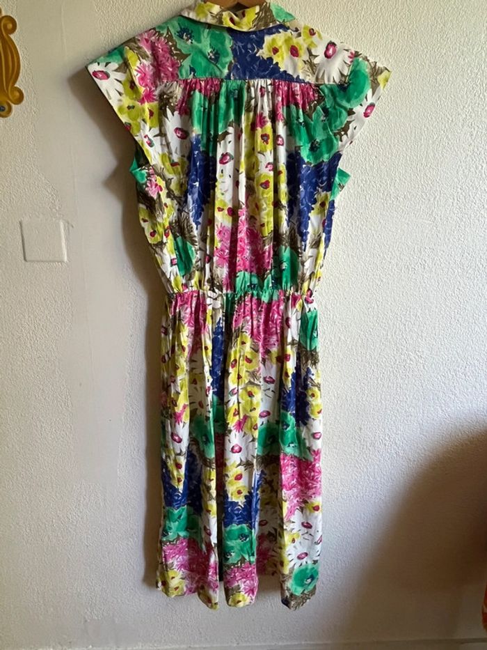 Robe midi à fleurs vintage manches courtes taille unique - photo numéro 8