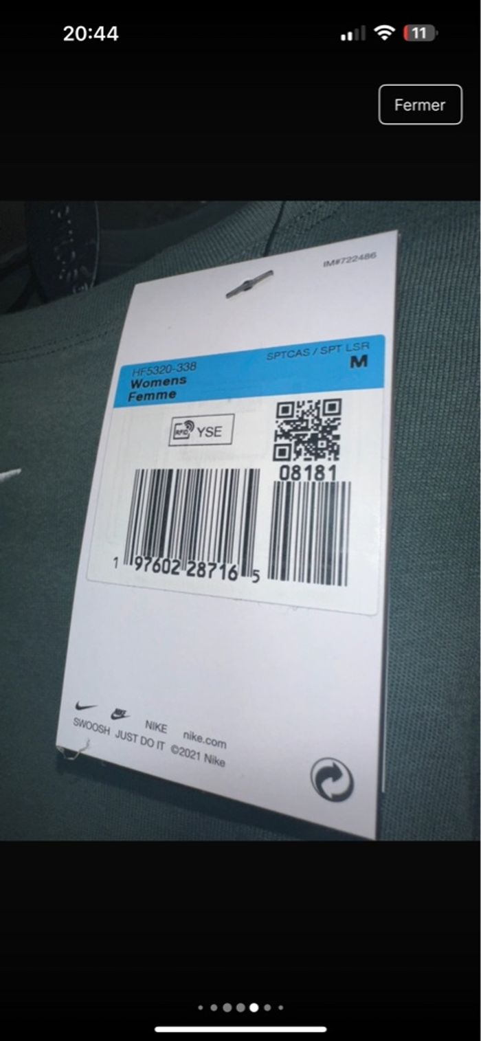 Sweat/tee shirt à manches longues NIKE vert kaki - photo numéro 5