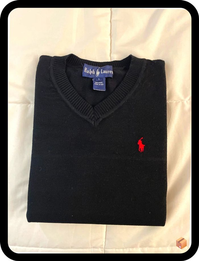 Pull Ralph Lauren léger – Taille L – Noir – 100 % Laine - photo numéro 2