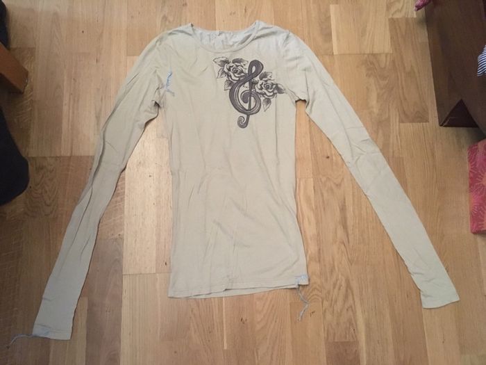 Beau t-shirt beige motifs rock xs