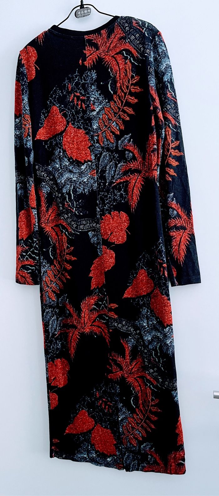 Robe Longue Desigual Noire/Rouge - Imprimé Feuilles Hivernal (Taille M) 🌿 - photo numéro 4