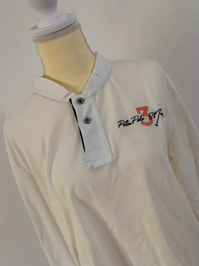 Polo manches longues blanc – Peter Polo – XXL - photo numéro 2