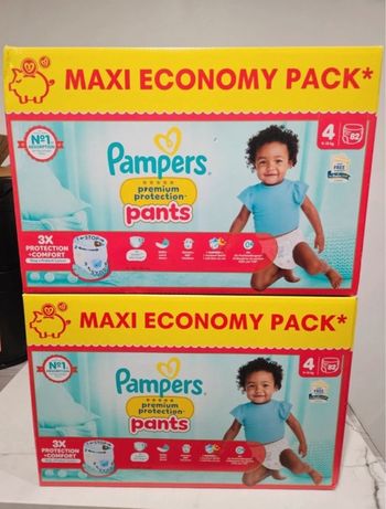 2 cartons de couches Pampers premium pants taille 4