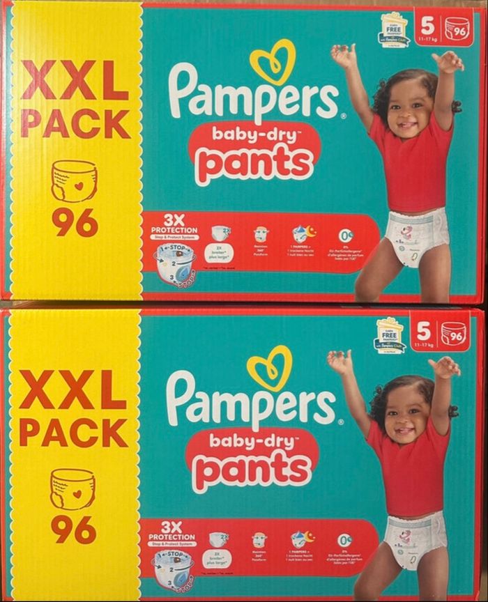2 cartons de couches Pampers taille 5