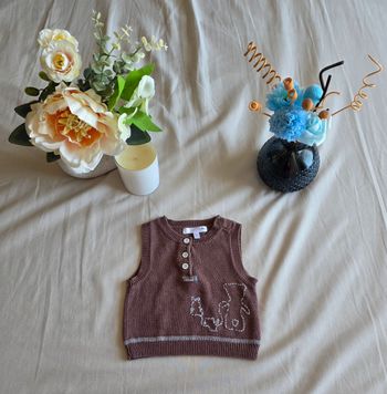 Mes Petits Doudous Débardeur Tricot Marron Très Bon État 0M 50cm
