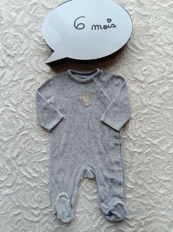 Pyjama grenouillère velours Mixte 6 mois Lapin étoile Kiabi Eco conception coton bio