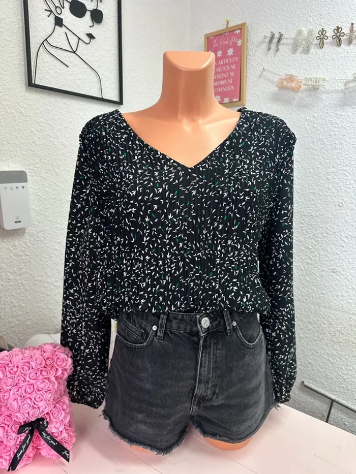 Blouse plissée à motifs taille 46 Gemo