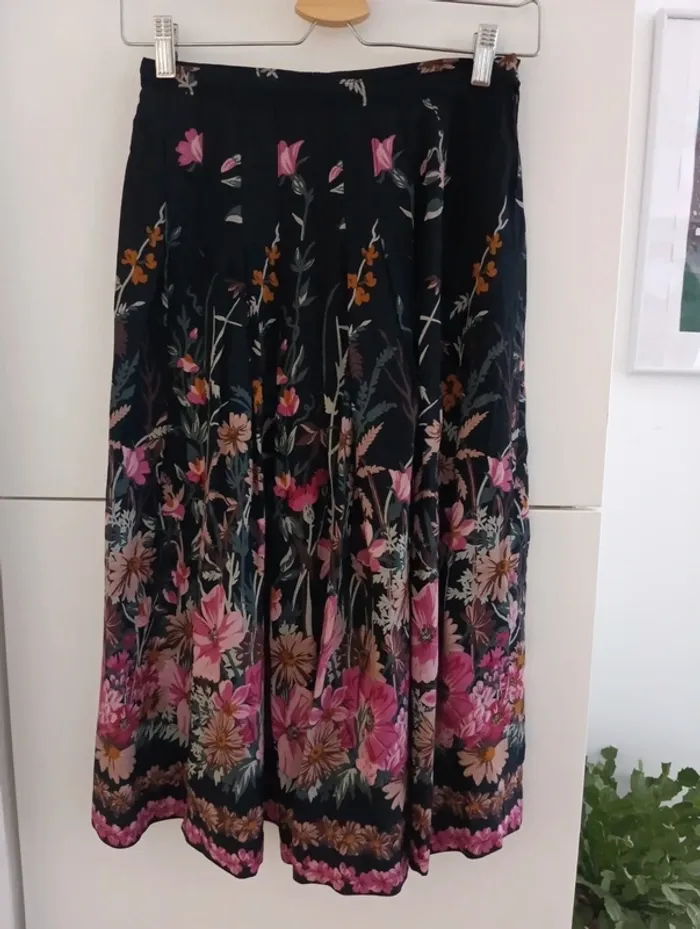 Jupe vintage longueur midi à fleurs handmade - photo numéro 2