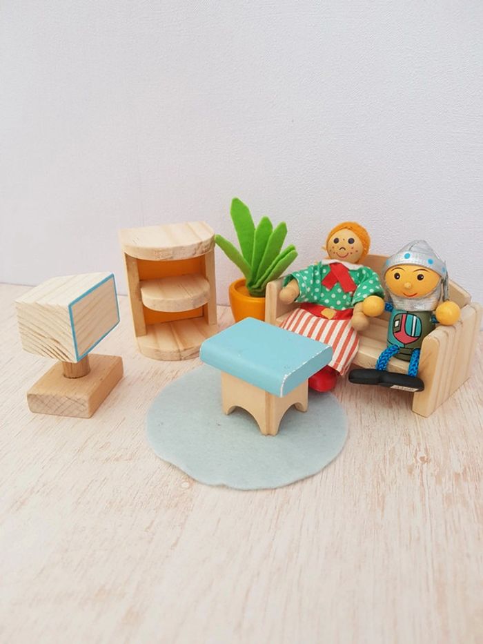Chambre d'enfant avec lit toboggan et mobilier en bois maison de poupée - photo numéro 7