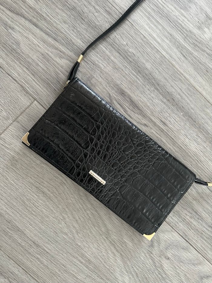 Pochette en cuir de vachette embossée noire Vintage - photo numéro 4