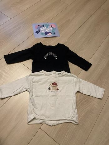 Lot de deux t-shirt manches longues 3 mois Kiabi