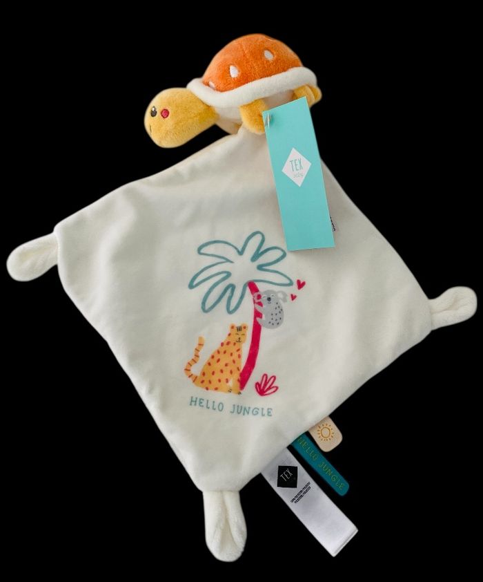 ❤️ Doudou Plat Mouchoir TEX Baby Tortue Palmier Jungle Tigre Koala