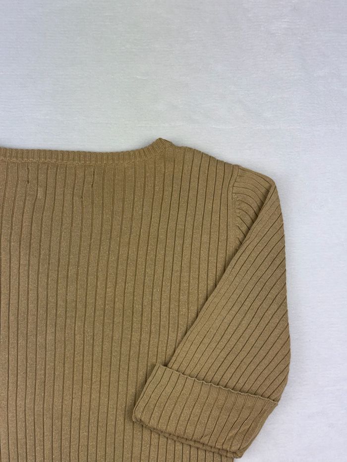 Pull côtelé Tommy Hilfiger femme beige col V Taille M Made in Japan #02125 - photo numéro 8