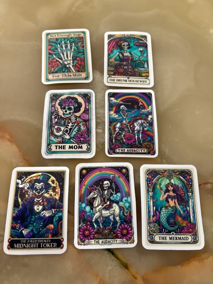 Autocollants 7 pièces carte de tarot