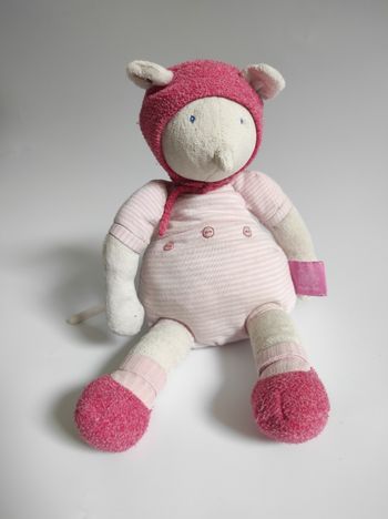 Doudou Souris rose Lila et Patachon Moulin Roty 31 cm