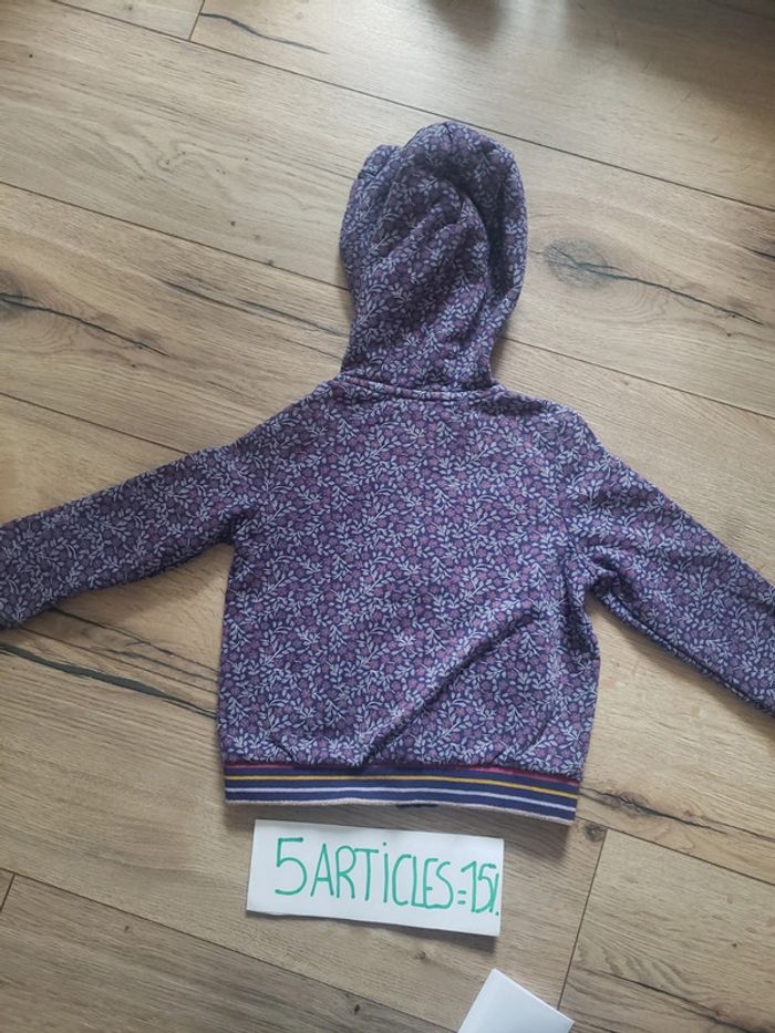 Veste sweat à capuche violet bleu imprimé fleurie sergent major - photo numéro 6